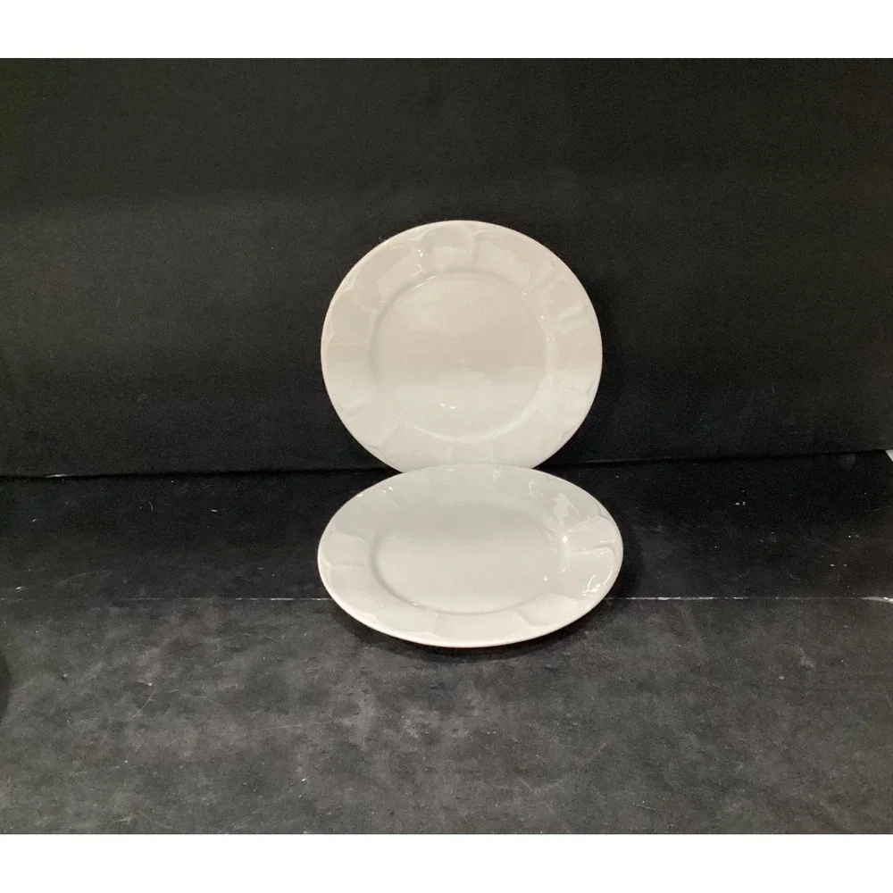 Set of 2 Vintage Henry Ford Museum White Scallop Salad Plates Pfaltzgraff 7.5